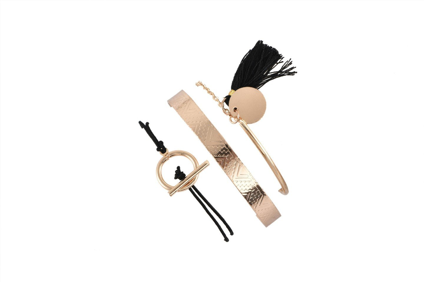 Egyptian Design Gold Ingrain Black Tassel 3 Piece Set ITALY Design