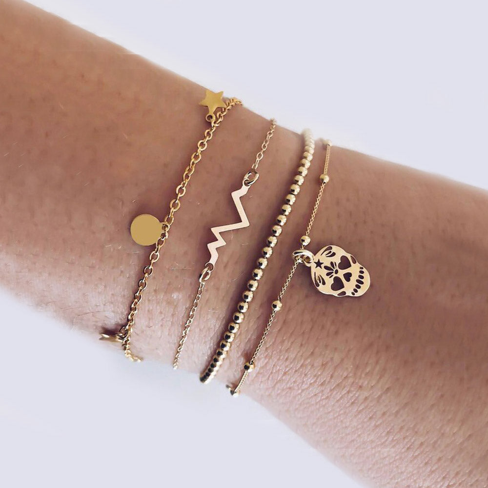 Celestial Marble Crystals and Gemstone 5 Piece Bracelet Set - 25+ Styles Available