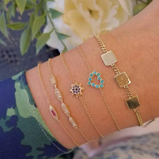 5 Piece Cute & Kitschy Pav'e Minimalist Bracelet Set ITALY Design