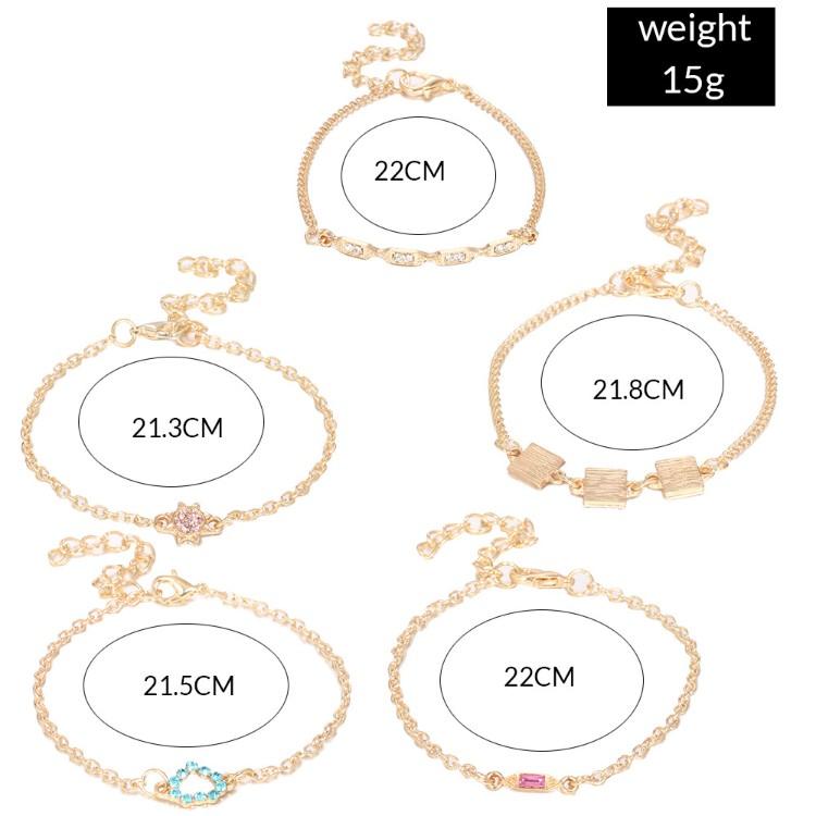 5 Piece Cute & Kitschy Pav'e Minimalist Bracelet Set ITALY Design