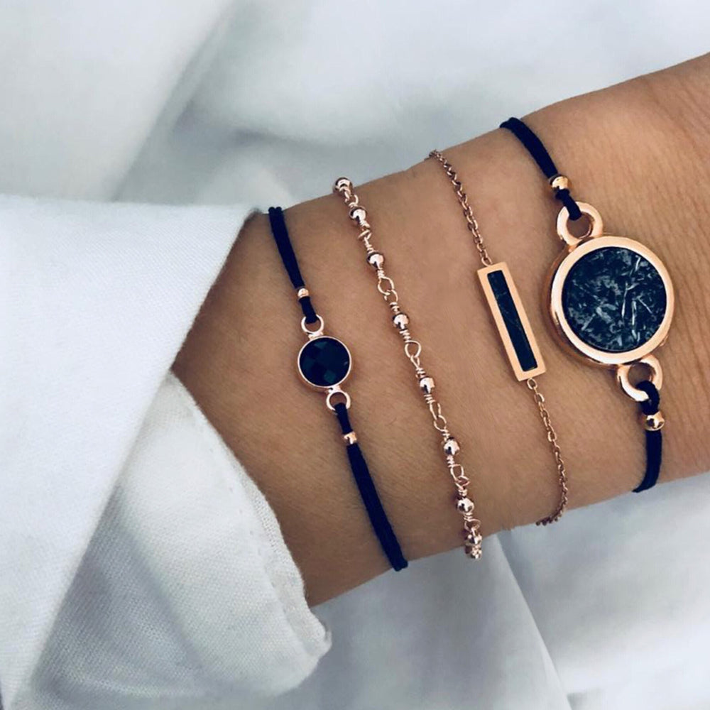 Celestial Marble Crystals and Gemstone 5 Piece Bracelet Set - 25+ Styles Available