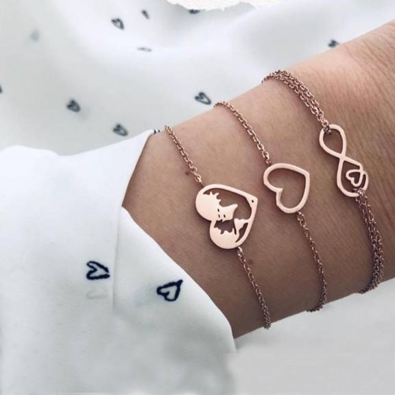 Love & Peace in the World Rose Gold 3 Piece Set ITALY Design