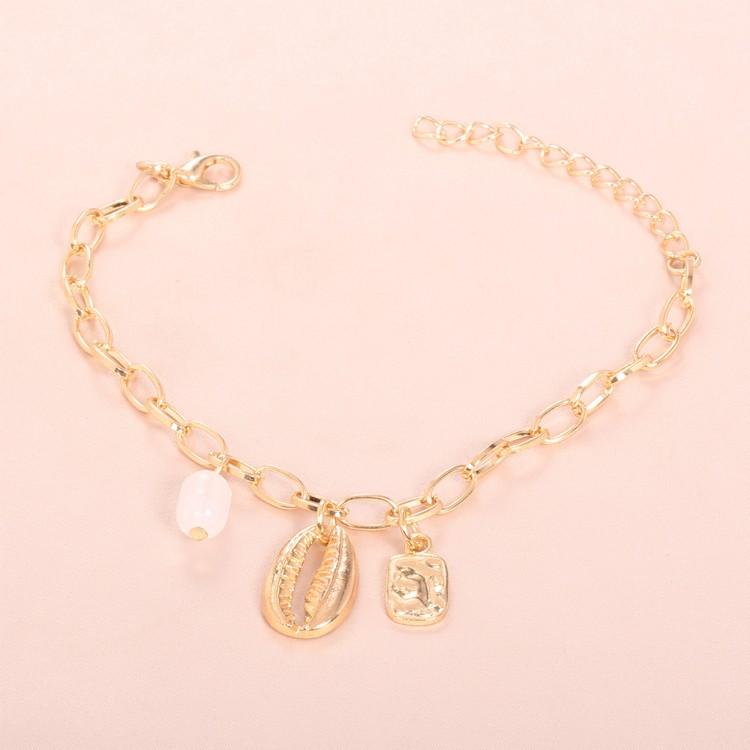 Chunky Sea Shell Pendants 3 Piece Bracelet in Goldtone Tone