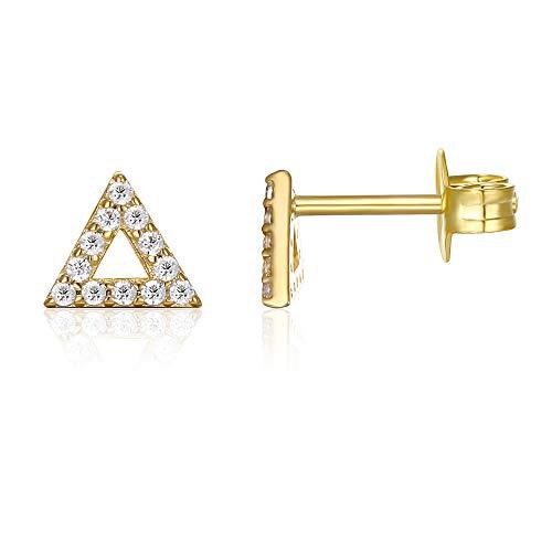 6mm Pave Triangle Stud Earring with Swarovski Crystals - Goldtone, Earring, Riakoob Jewelry, Riakoob Jewelry  jewelryjewelry deals, swarovski crystal jewelry, groupon jewelry,, jewelry for mom, 