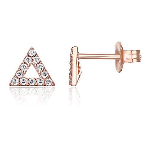 6mm Pave Triangle Stud Earring with Swarovski Crystals - RoseGoldtone, Earring, Riakoob Jewelry, Riakoob Jewelry  jewelryjewelry deals, swarovski crystal jewelry, groupon jewelry,, jewelry for mom, 