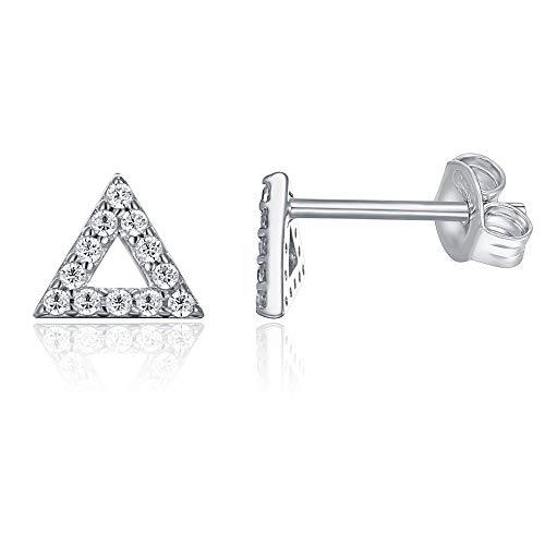 6mm Pave Triangle Stud Earring with Swarovski Crystals - 14K White Gold Plated, Earring, Riakoob Jewelry, Riakoob Jewelry  jewelryjewelry deals, swarovski crystal jewelry, groupon jewelry,, jewelry for mom, 