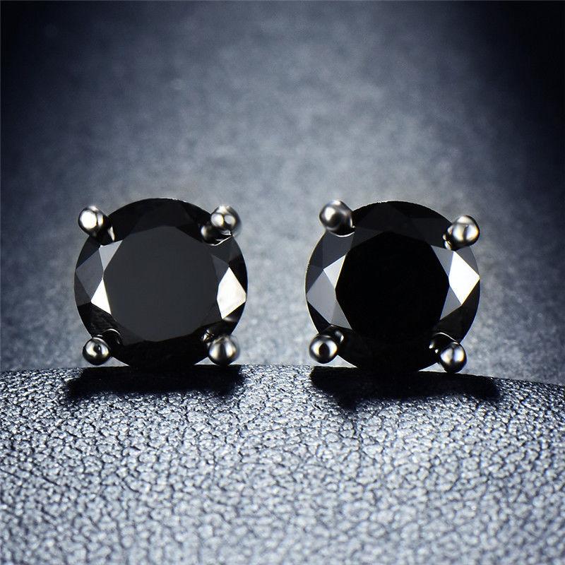 Black Onyx Embellished with Swarovski Crystals 7mm Stud Earringin  Silvertone, Earring, Riakoob Jewelry, Riakoob Jewelry  jewelryjewelry deals, swarovski crystal jewelry, groupon jewelry,, jewelry for mom, 