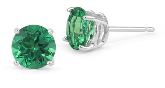 Green Swarovski Crystal 6mm Stud Earring 14K White Gold Plated - 1.00 CT, Earring, Riakoob Jewelry, Riakoob Jewelry  jewelryjewelry deals, swarovski crystal jewelry, groupon jewelry,, jewelry for mom, 