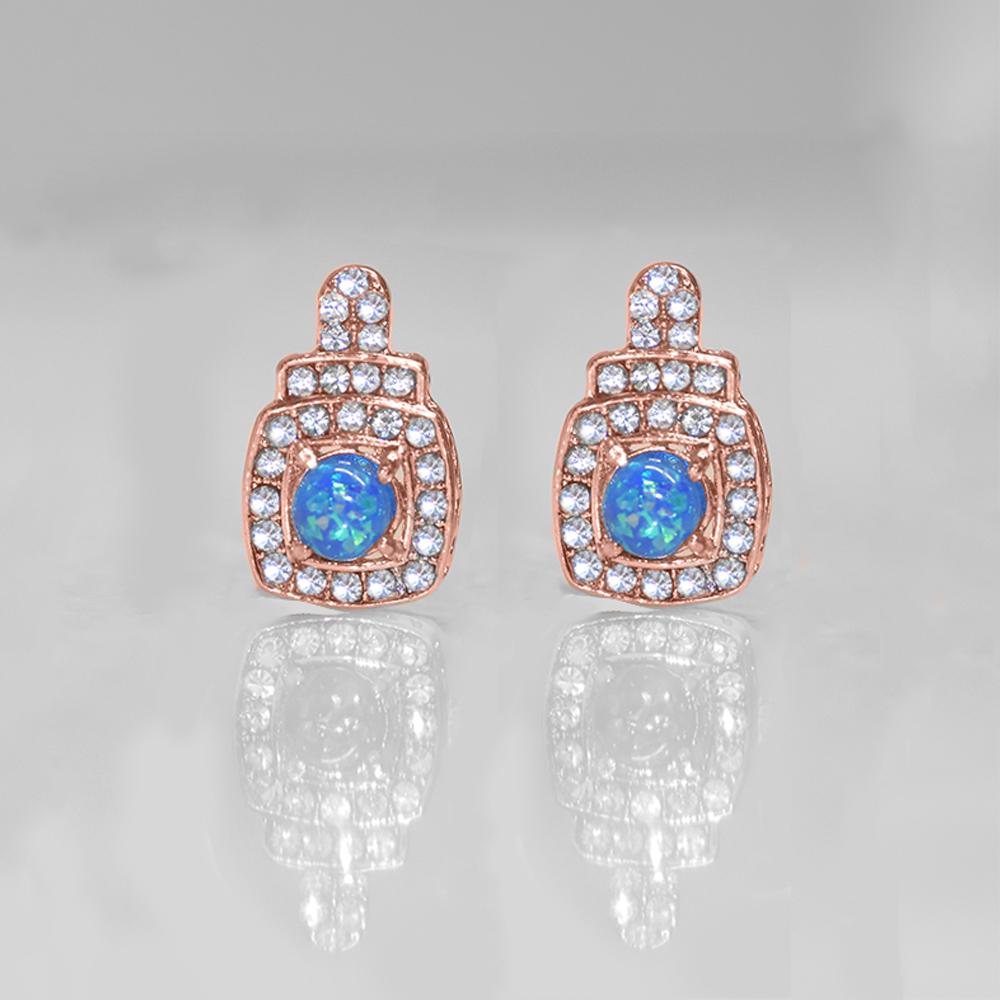 Oceanic Opal Double Halo Stud Earrings Made With Luxe Elements in Goldtone Tone  ITALY Design