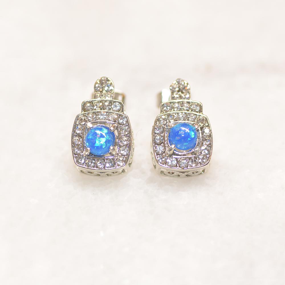 Oceanic Opal Double Halo Stud Earrings Made With Luxe Elements in Goldtone Tone  ITALY Design