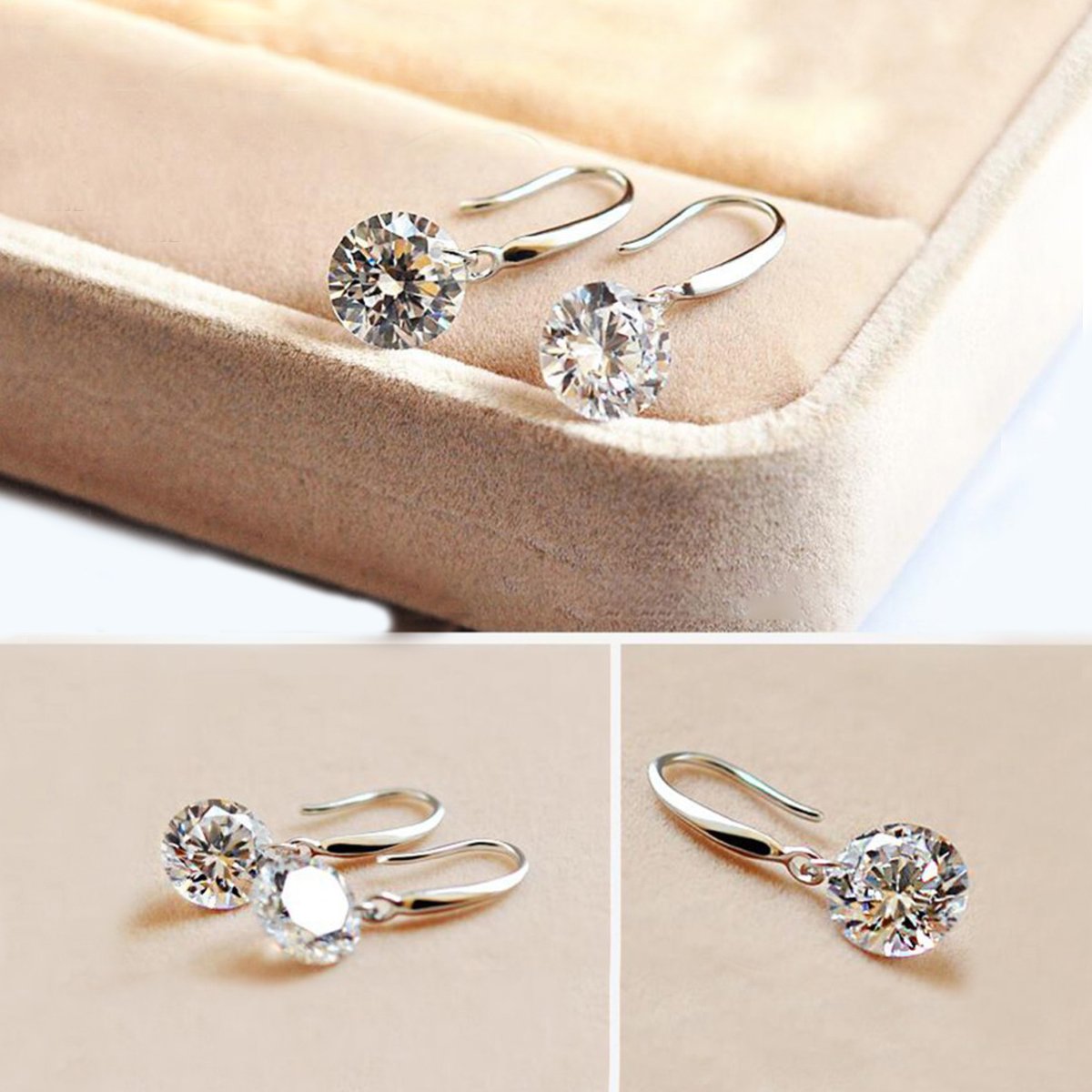 Crystal Drill Drop Earring in  Silvertone