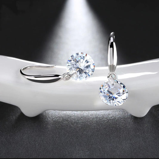 Crystal Drill Drop Earring in  Silvertone