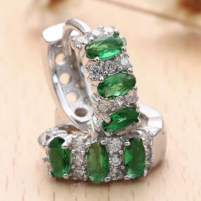 Created Gemstone Multi Gem Earrings in Silvertone (Multiple Options)
