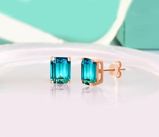 3.00 Emerald Cut Gemstone Stud Earrings in Goldtone Tone , , Riakoob Jewelry, Riakoob Jewelry  jewelryjewelry deals, swarovski crystal jewelry, groupon jewelry,, jewelry for mom, 