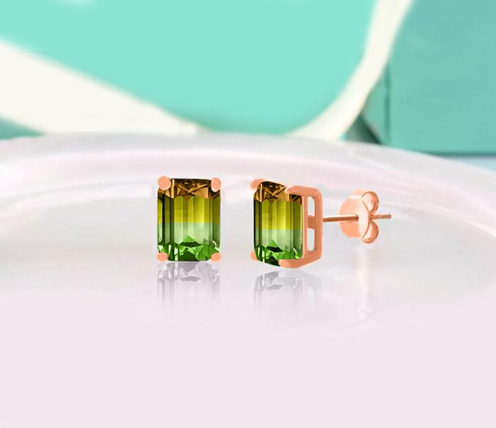 5.00 Ctw Emerald Cut Citrine/Emerald Stud Earringsin Rosegoldtone, Earring, Riakoob Jewelry, Riakoob Jewelry  jewelryjewelry deals, swarovski crystal jewelry, groupon jewelry,, jewelry for mom, 