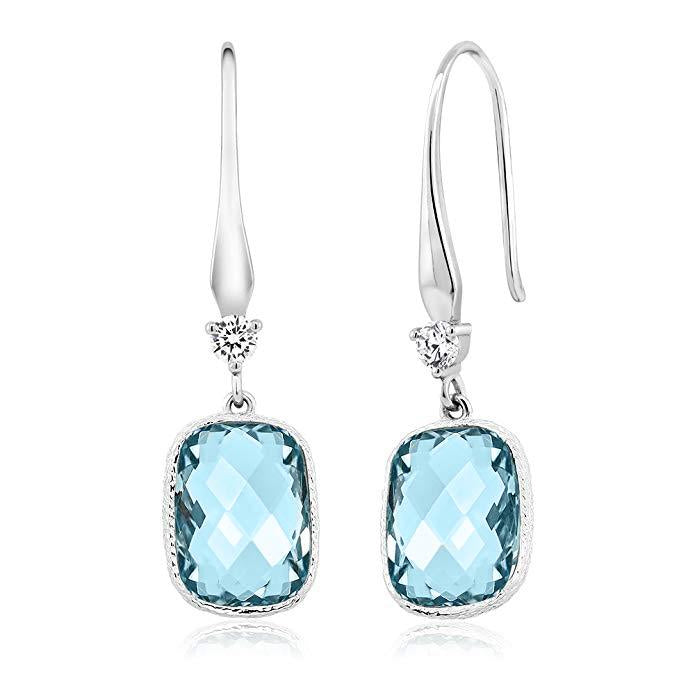Blue Topaz Diamond Cut Drop Earringin  Silvertone, Earring, Riakoob Jewelry, Riakoob Jewelry  jewelryjewelry deals, swarovski crystal jewelry, groupon jewelry,, jewelry for mom, 