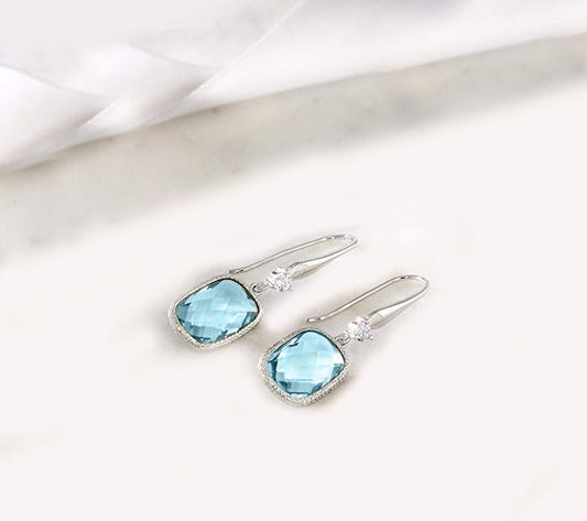 Blue Topaz Diamond Cut Drop Earringin  Silvertone, Earring, Riakoob Jewelry, Riakoob Jewelry  jewelryjewelry deals, swarovski crystal jewelry, groupon jewelry,, jewelry for mom, 
