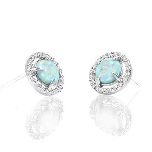 2.50 Ct Opal Created Round Halo Stud Earringin  Silvertone, Earring, Riakoob Jewelry, Riakoob Jewelry  jewelryjewelry deals, swarovski crystal jewelry, groupon jewelry,, jewelry for mom, 