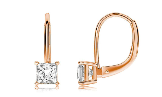 Diamond Princess Cut Leverback Earringin Rosegoldtone, Earring, Riakoob Jewelry, Riakoob Jewelry  jewelryjewelry deals, swarovski crystal jewelry, groupon jewelry,, jewelry for mom, 