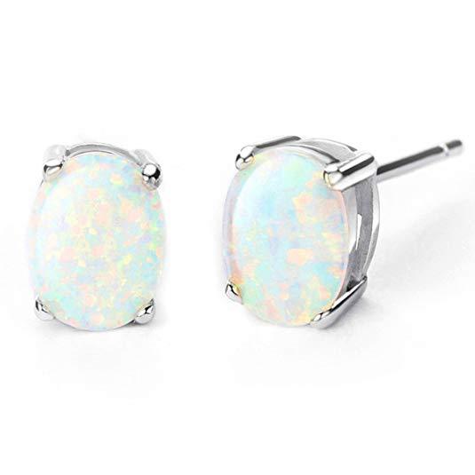3.00 CT Oval Cut Opal Stud Earring in  Silvertone, Earring, Riakoob Jewelry, Riakoob Jewelry  jewelryjewelry deals, swarovski crystal jewelry, groupon jewelry,, jewelry for mom, 