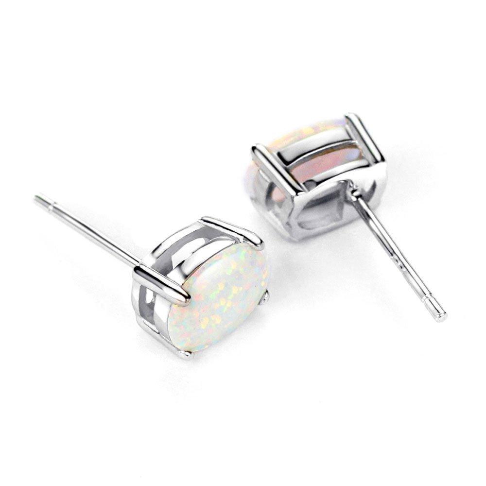 3.00 CT Oval Cut Opal Stud Earring in  Silvertone, Earring, Riakoob Jewelry, Riakoob Jewelry  jewelryjewelry deals, swarovski crystal jewelry, groupon jewelry,, jewelry for mom, 