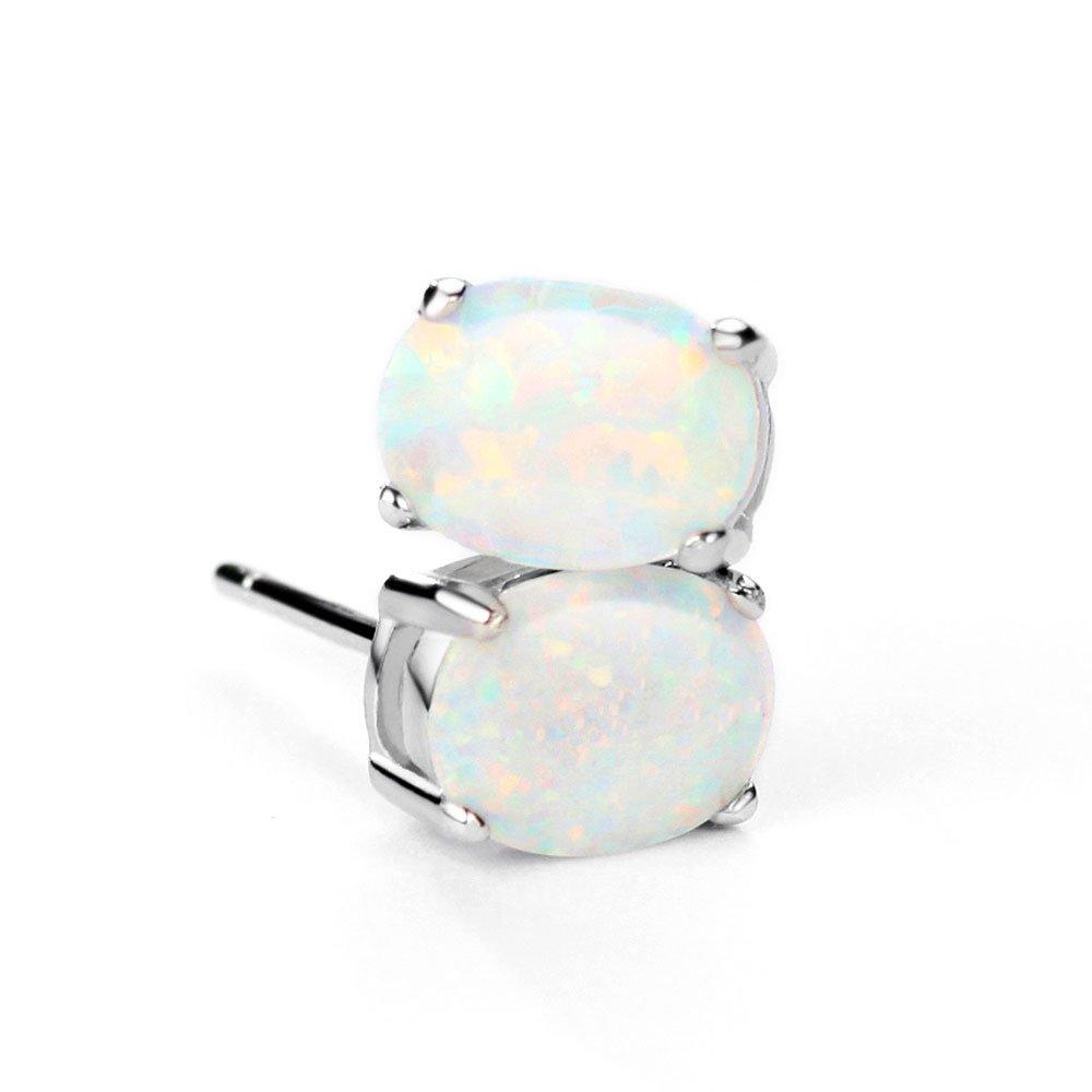 3.00 CT Oval Cut Opal Stud Earring in  Silvertone, Earring, Riakoob Jewelry, Riakoob Jewelry  jewelryjewelry deals, swarovski crystal jewelry, groupon jewelry,, jewelry for mom, 