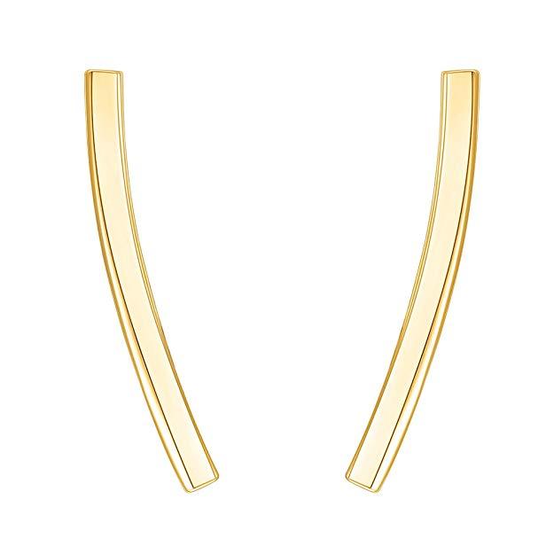 Pav'e  Elements Curved Bar Studs in 14K White Gold