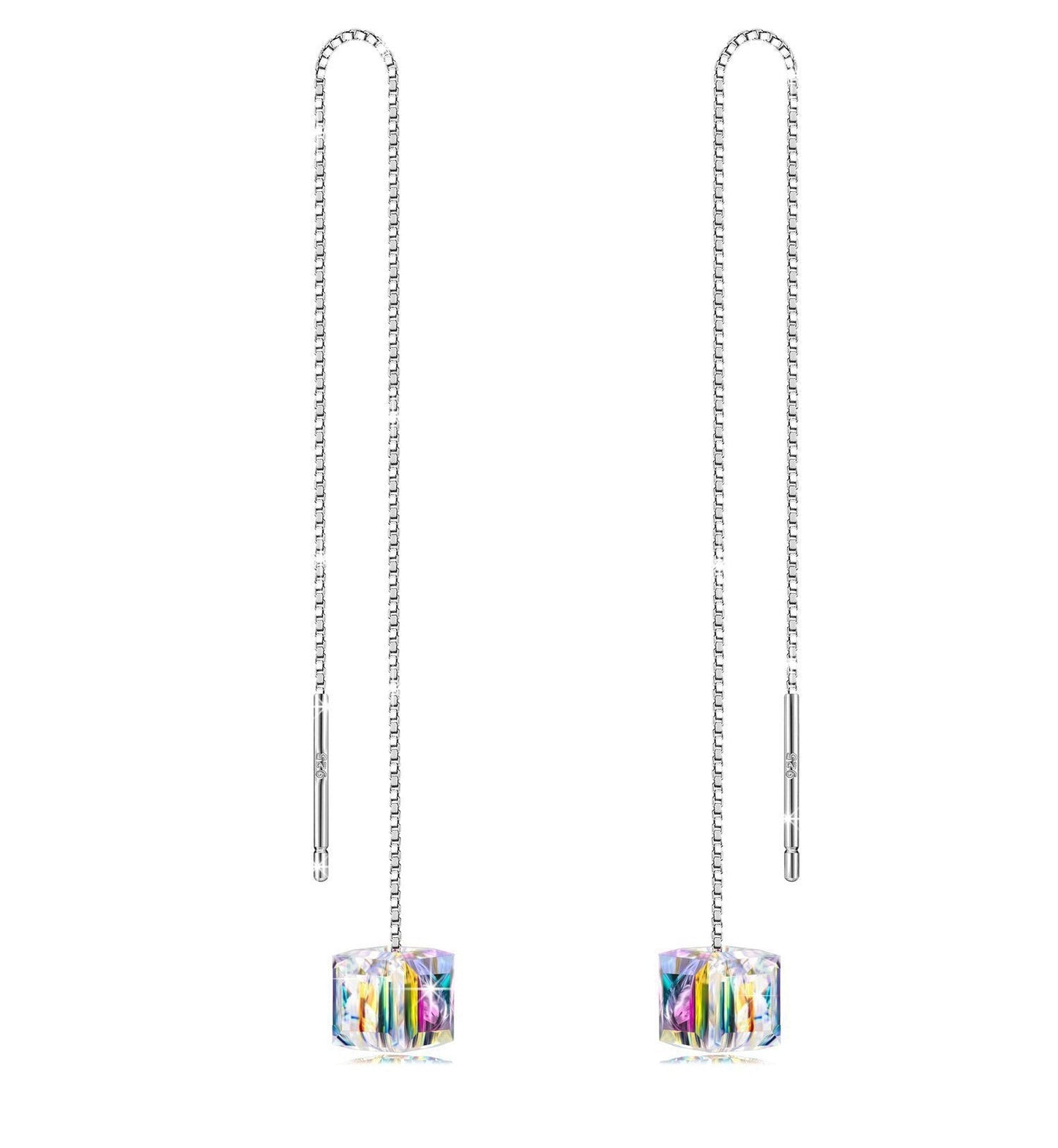 Aurora Borealis Swarovski Elements Dangling Earrings in Silvertone, earr, Riakoob Jewelry, Riakoob Jewelry  jewelryjewelry deals, swarovski crystal jewelry, groupon jewelry,, jewelry for mom, 