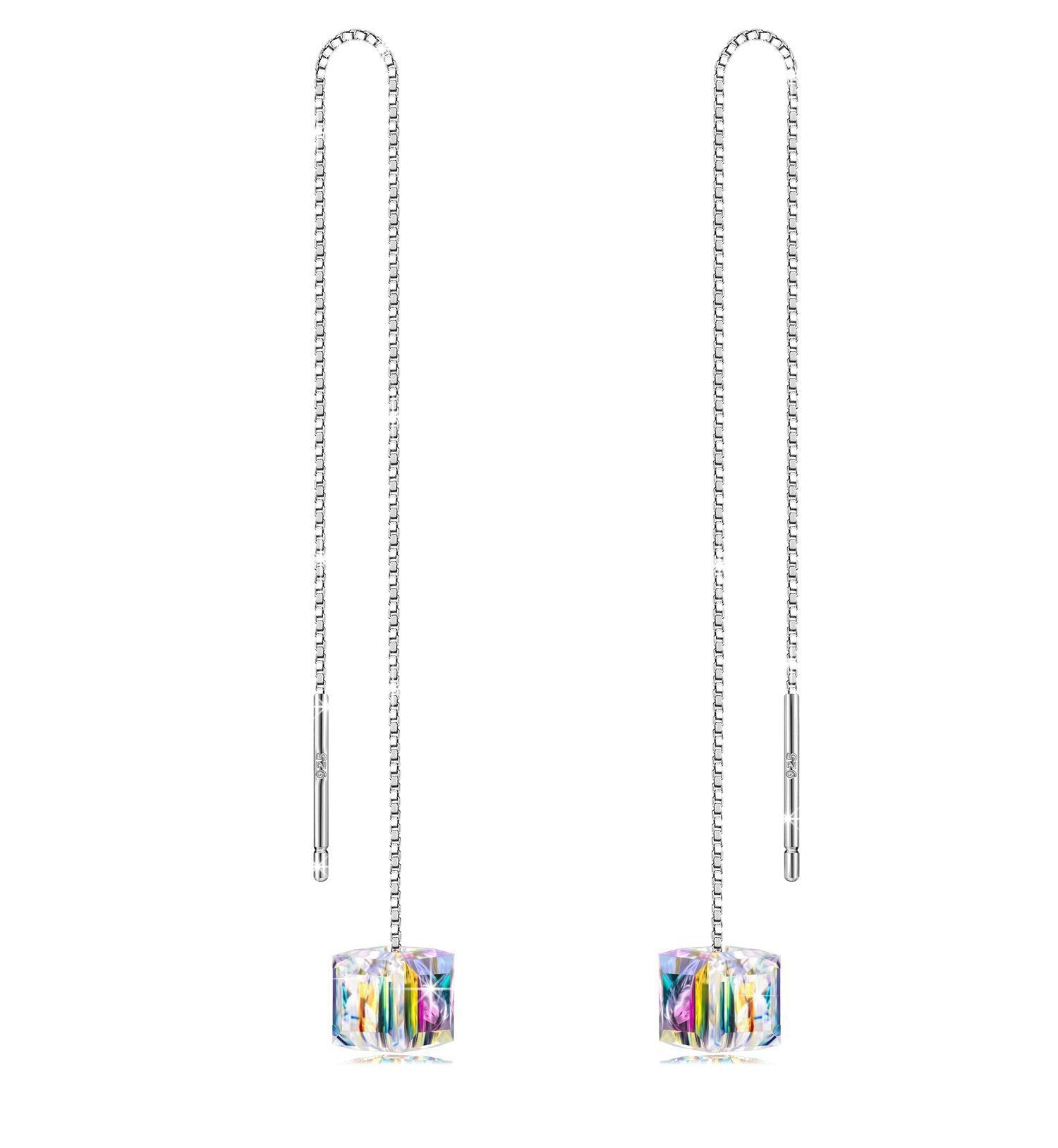 Aurora Borealis Swarovski Elements Dangling Earrings in Silvertone, earr, Riakoob Jewelry, Riakoob Jewelry  jewelryjewelry deals, swarovski crystal jewelry, groupon jewelry,, jewelry for mom, 