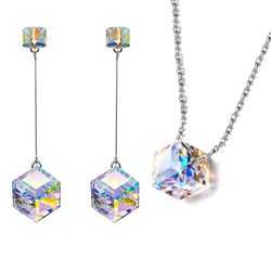 Aurora Borealis Northern Lights Earring and Necklace Set With Luxe Crystals with Luxe Box ITALY Design