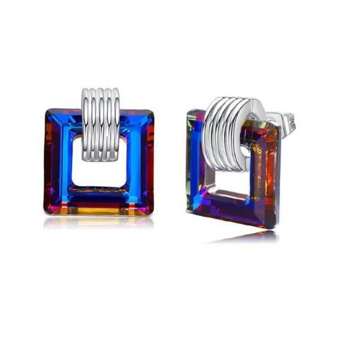 Sqaure Royal Boxes Stud  Silvertone ITALY Design