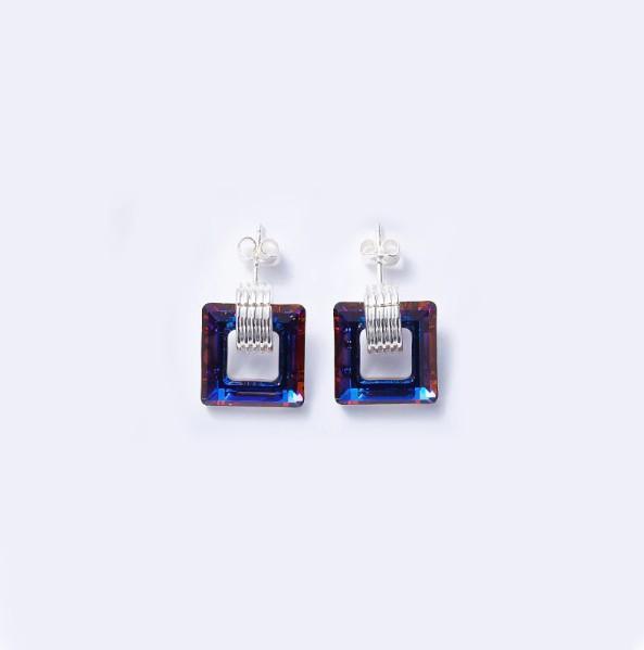 Sqaure Royal Boxes Stud  Silvertone ITALY Design