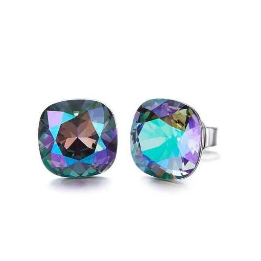 The Northern Lights Aurora B Changing Colors Stud  Silvertone ITALY Design