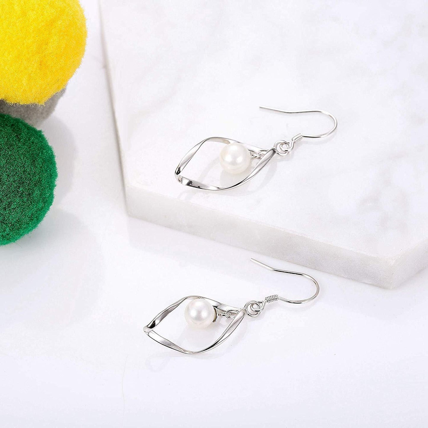 Freshwater Pearl Dangle Earrings in  Silvertone, , Riakoob Jewelry, Riakoob Jewelry  jewelryjewelry deals, swarovski crystal jewelry, groupon jewelry,, jewelry for mom, 