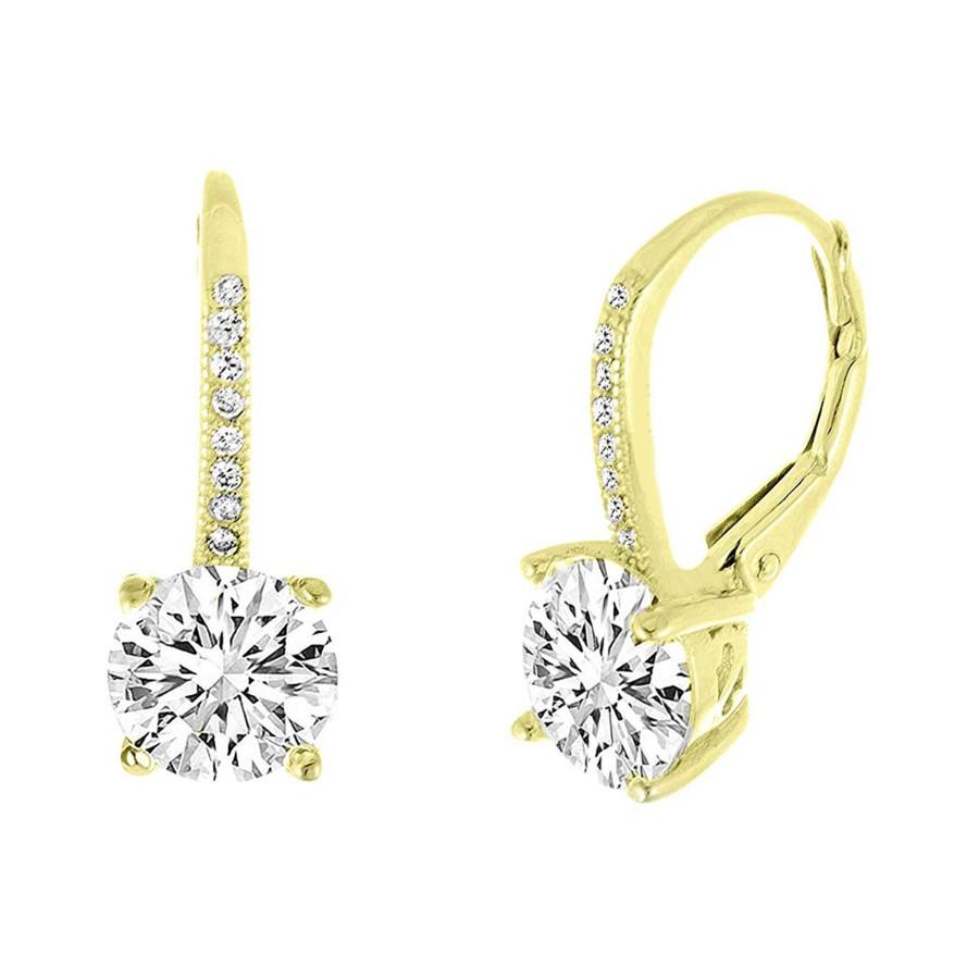 Asscher Cut  Elements Pav'e Leverback Earrings in Goldtone