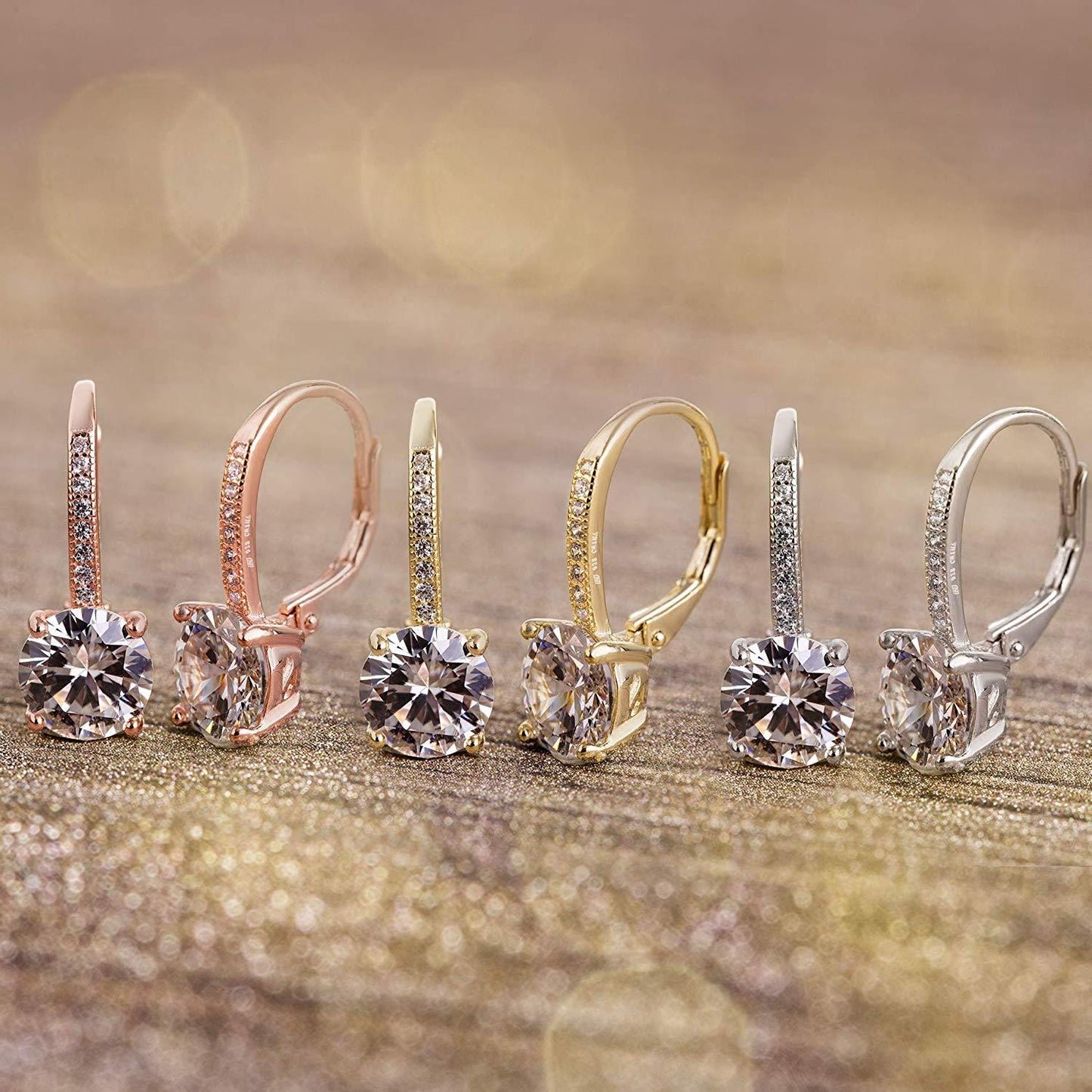 Pave Leverback Earrings in Goldtone with  Elements by Golden NYC ( 3 Colors)