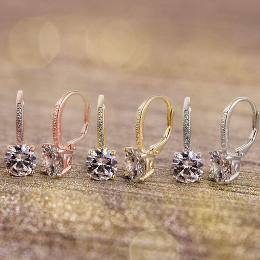 Pave Leverback Earrings in Goldtone with  Elements by Golden NYC ( 3 Colors)