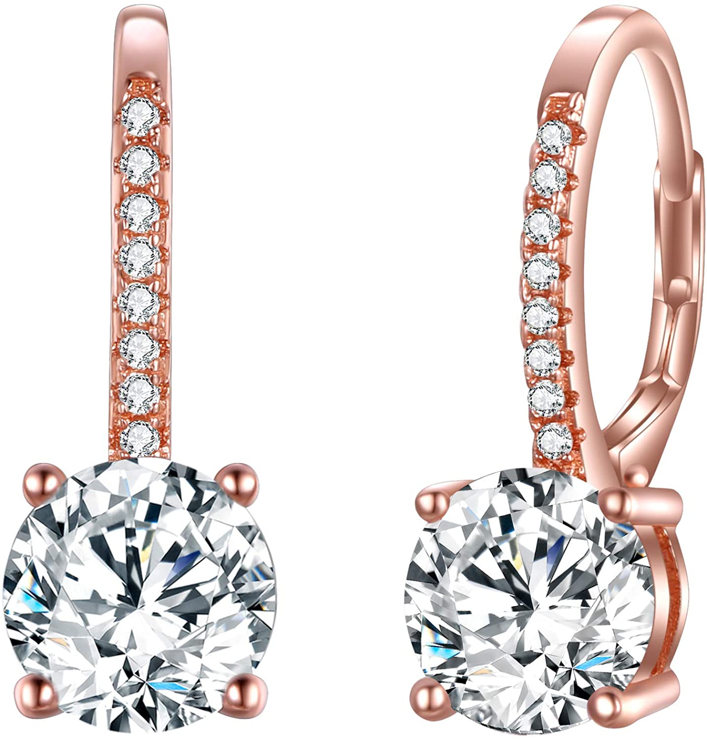 Goldtone 1.75 Cttw  Gemstone Classic 4 Prong Drop Leverback Earring