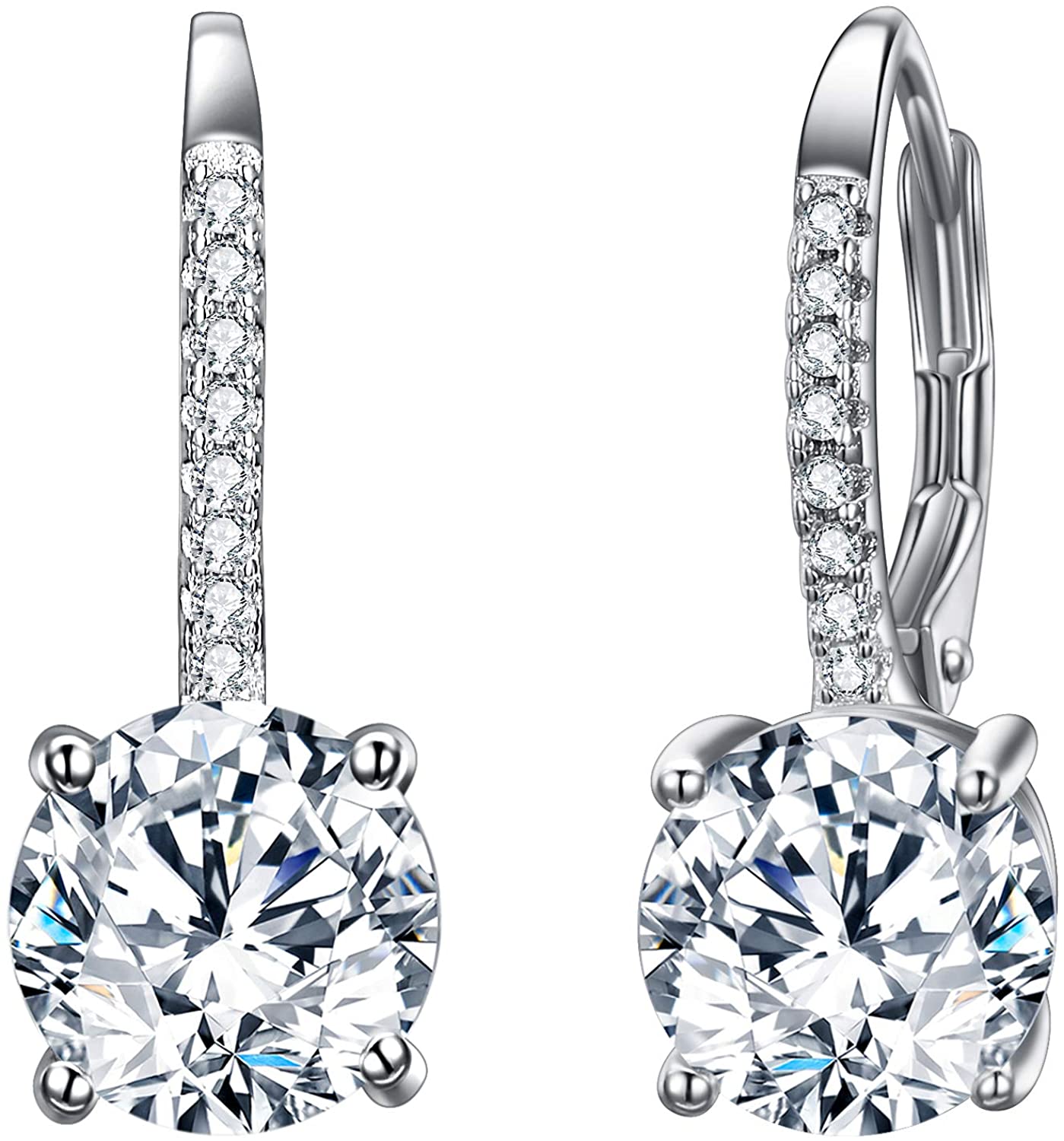 Goldtone 1.75 Cttw  Gemstone Classic 4 Prong Drop Leverback Earring