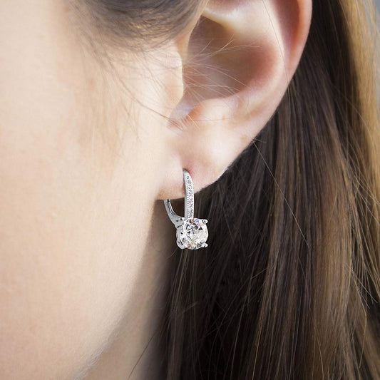 Goldtone 1.75 Cttw  Gemstone Classic 4 Prong Drop Leverback Earring