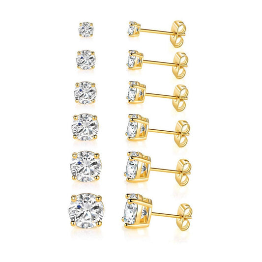 9 CTTW Stud Earrings Set  Silvertone Made with Luxe Elements (5-Pairs) by: Jewelry ITALY Design