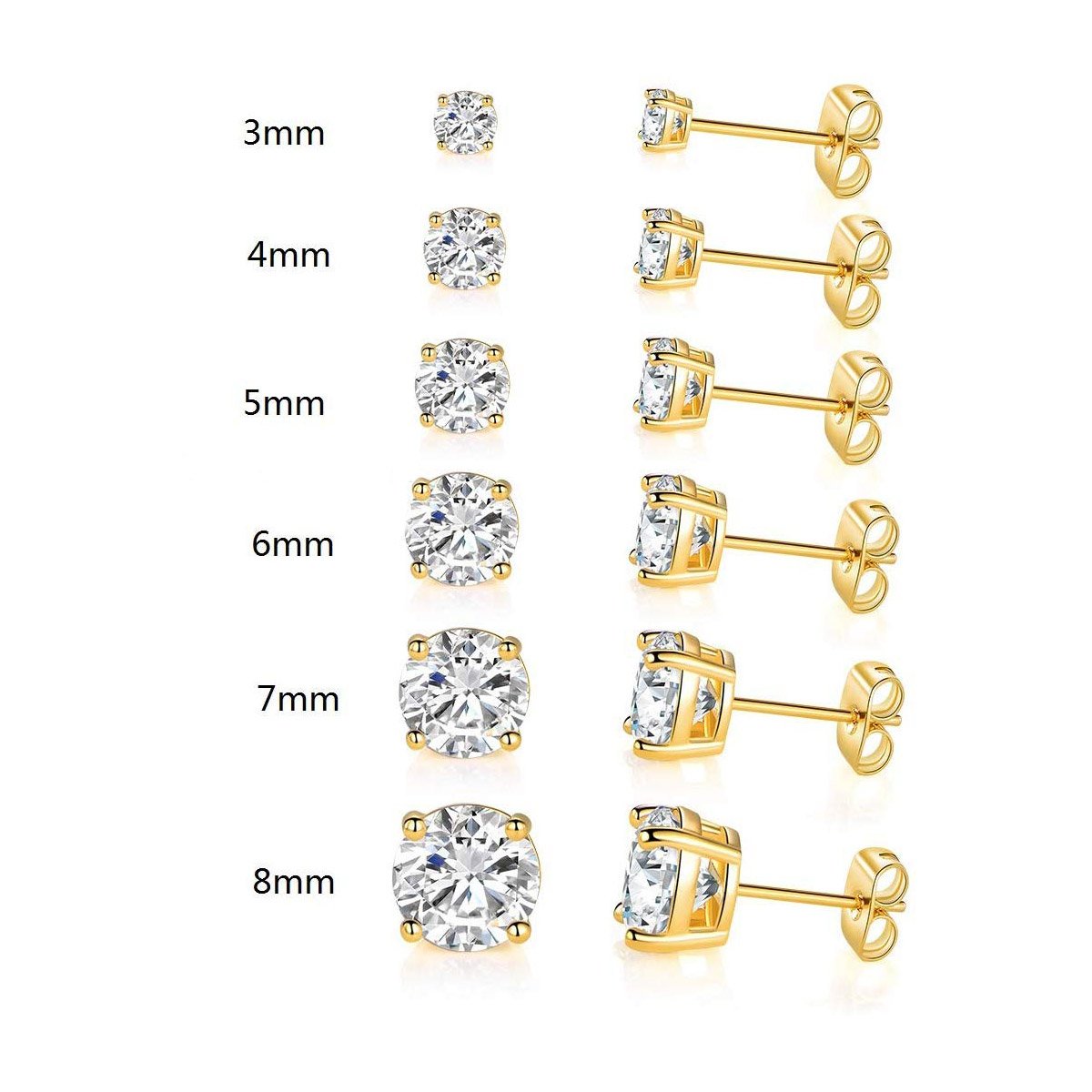 9.00 Cttw Stud Earrings Set  Silvertone Crystal Gemstone (5-Pairs)