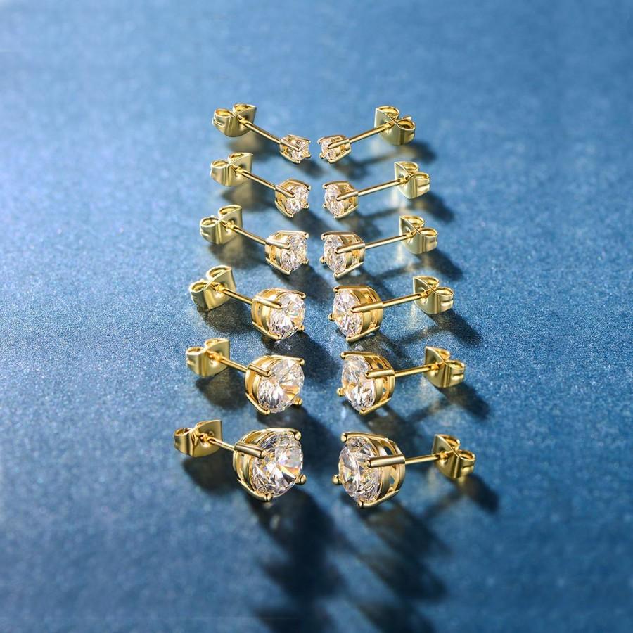 6 Piece Graduating Classic  Elements Studs in Goldtone