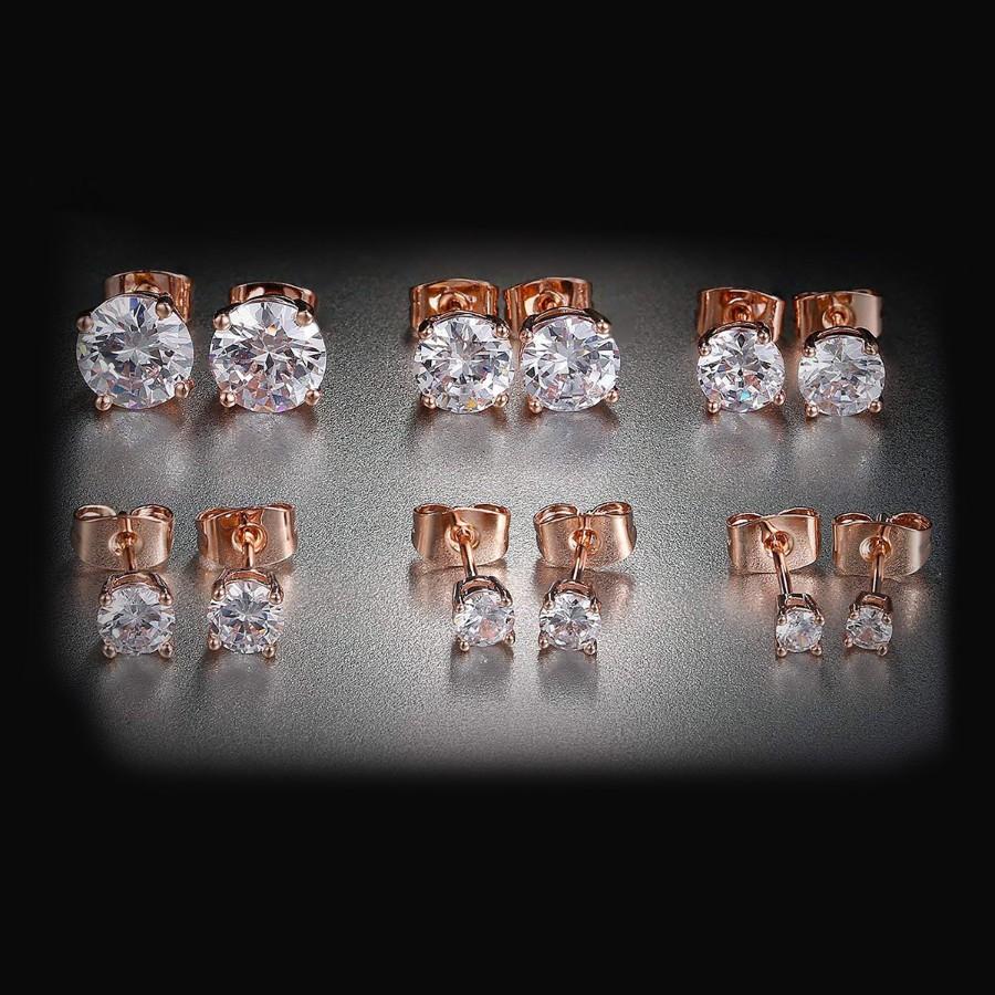 6 Piece Graduating Classic  Elements Studs in RoseGoldtone