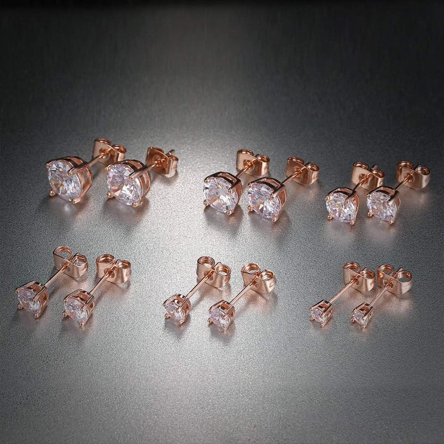 6 Piece Graduating Classic  Elements Studs in RoseGoldtone