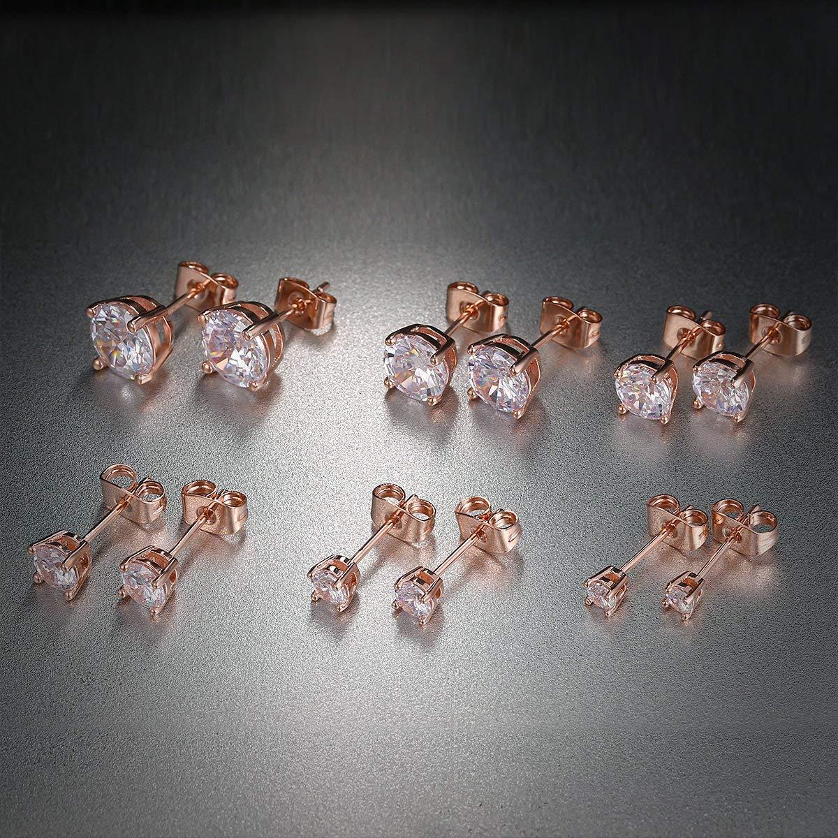 9.00 Cttw Stud Earrings Set  Silvertone Crystal Gemstone (5-Pairs)