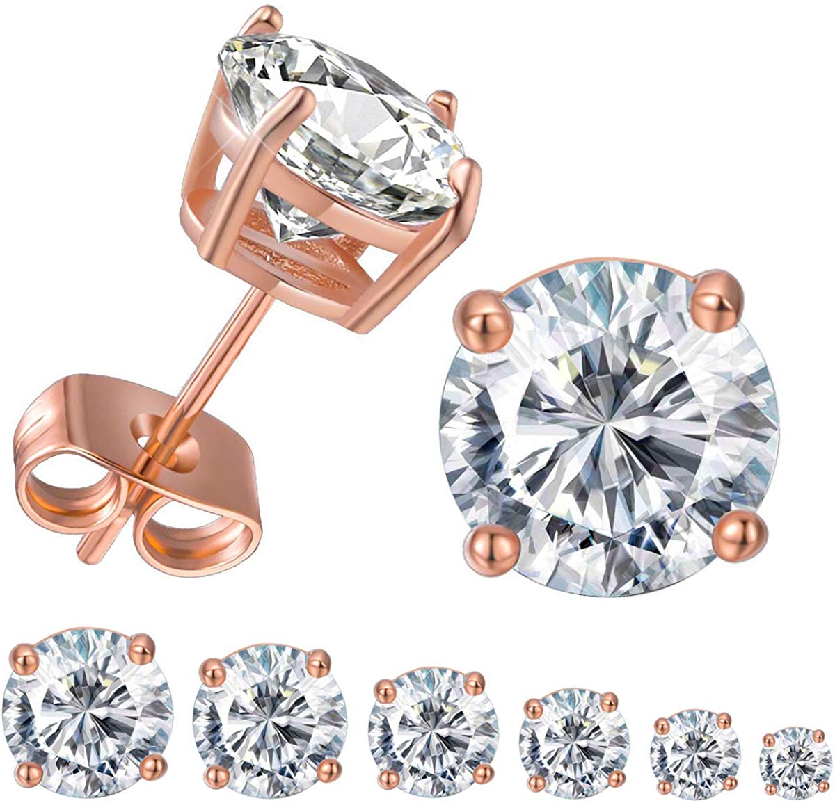 9 CTTW Stud Earrings Set  Silvertone Made with Luxe Elements (5-Pairs) by: Jewelry ITALY Design