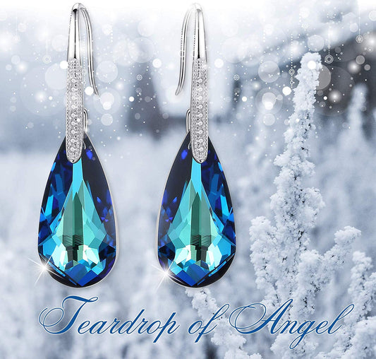 Bermuda Blue Drop Earring in Rhodium Tone
