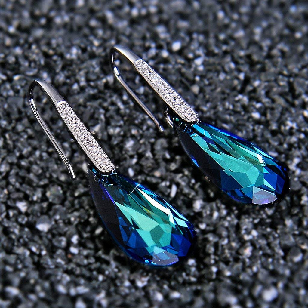 Серьги-капли Bermuda Blue в родиевом тоне