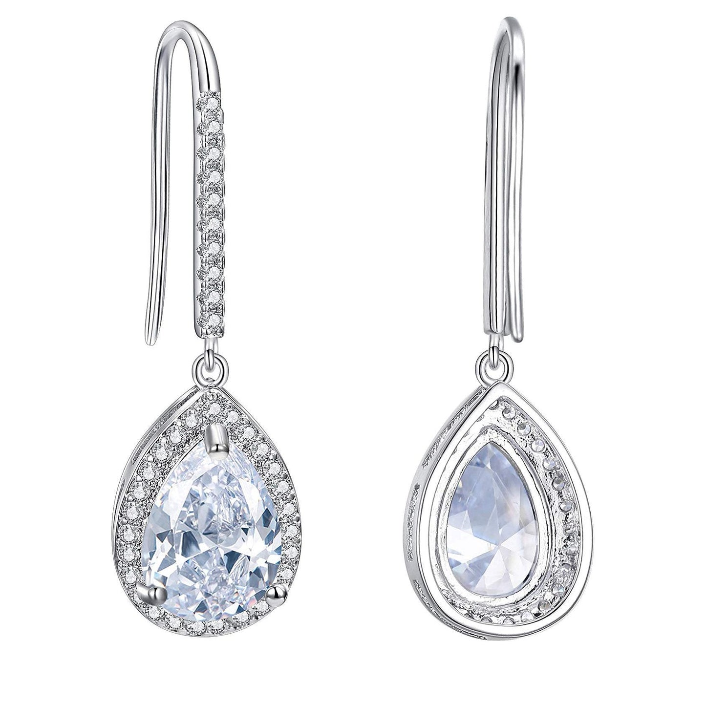 Pave Pear Cut Crystal Drop Earring ITALY Design